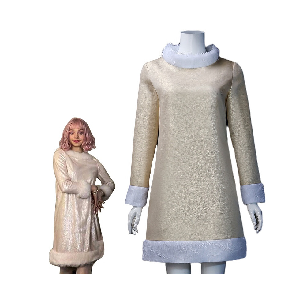 (Children, 140Cm) Wednesday Enid Sinclair Dress Cosplay Costume Outfits Addams Halloween White