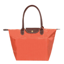 (Orange, L) Handbag Shoulder Womens Foldable Shopper Bag Sports Fitness Gift Bag Shopping