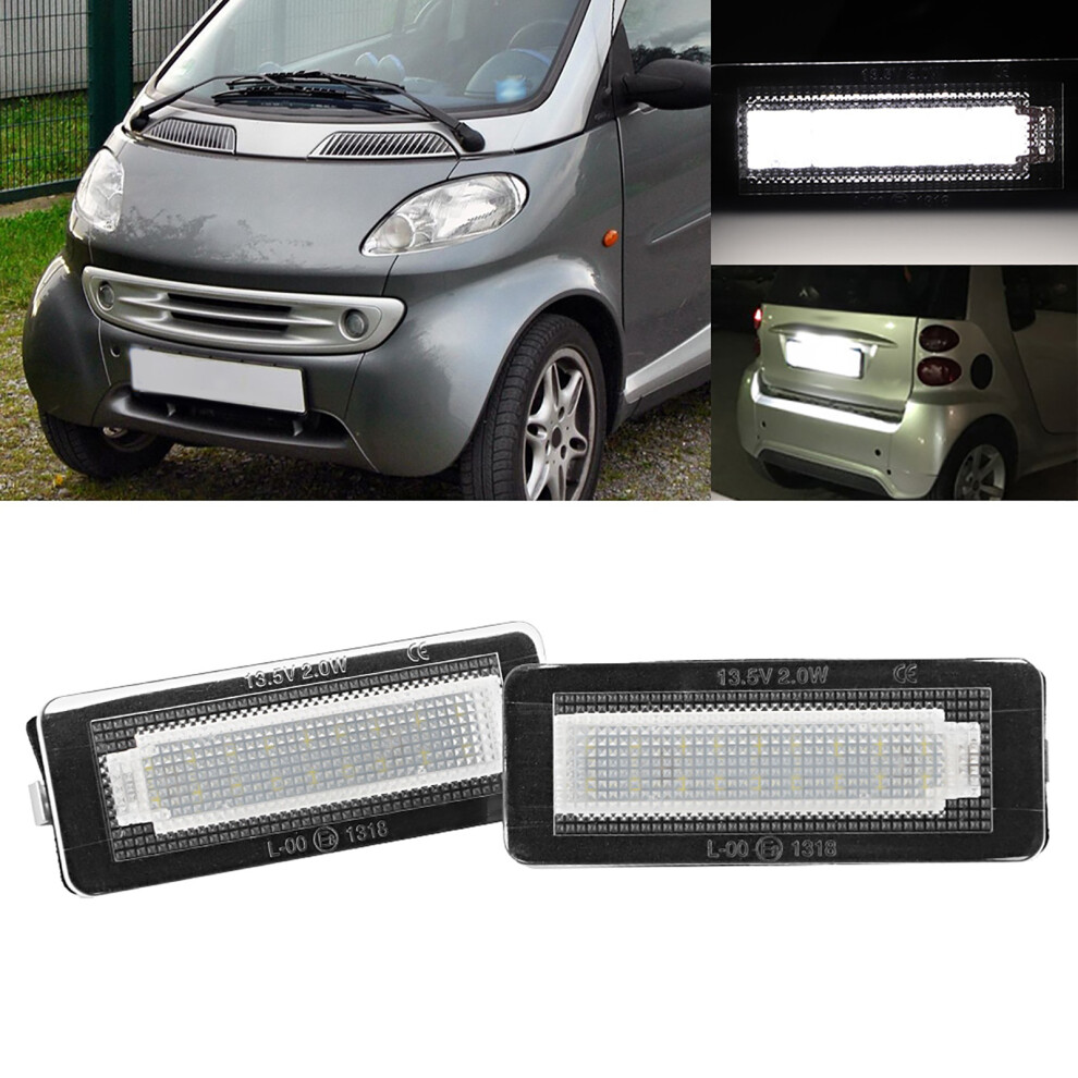 2Pcs Led License Plate S For Smart Fortwo W450 W451 W453 13.5V Light 7901341356357