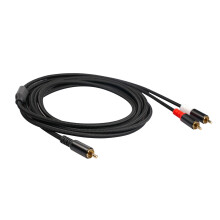 Cable en Y RCA de 1 a 2 macho, chapado en oro, 2 m / 5 m, negro