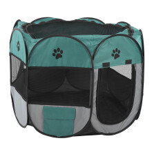 Portable Pet Playpen Tent for Cats & Dogs, Green/Grey, Folding, Model XBD82