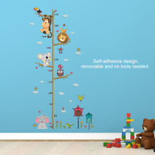 Adorable Elephant & Lion Kids Height Chart Wall Sticker for Nursery