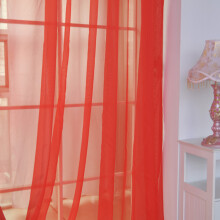 Breathable Red Sheer Curtains for Bedroom with Rod Pocket 52" x 84