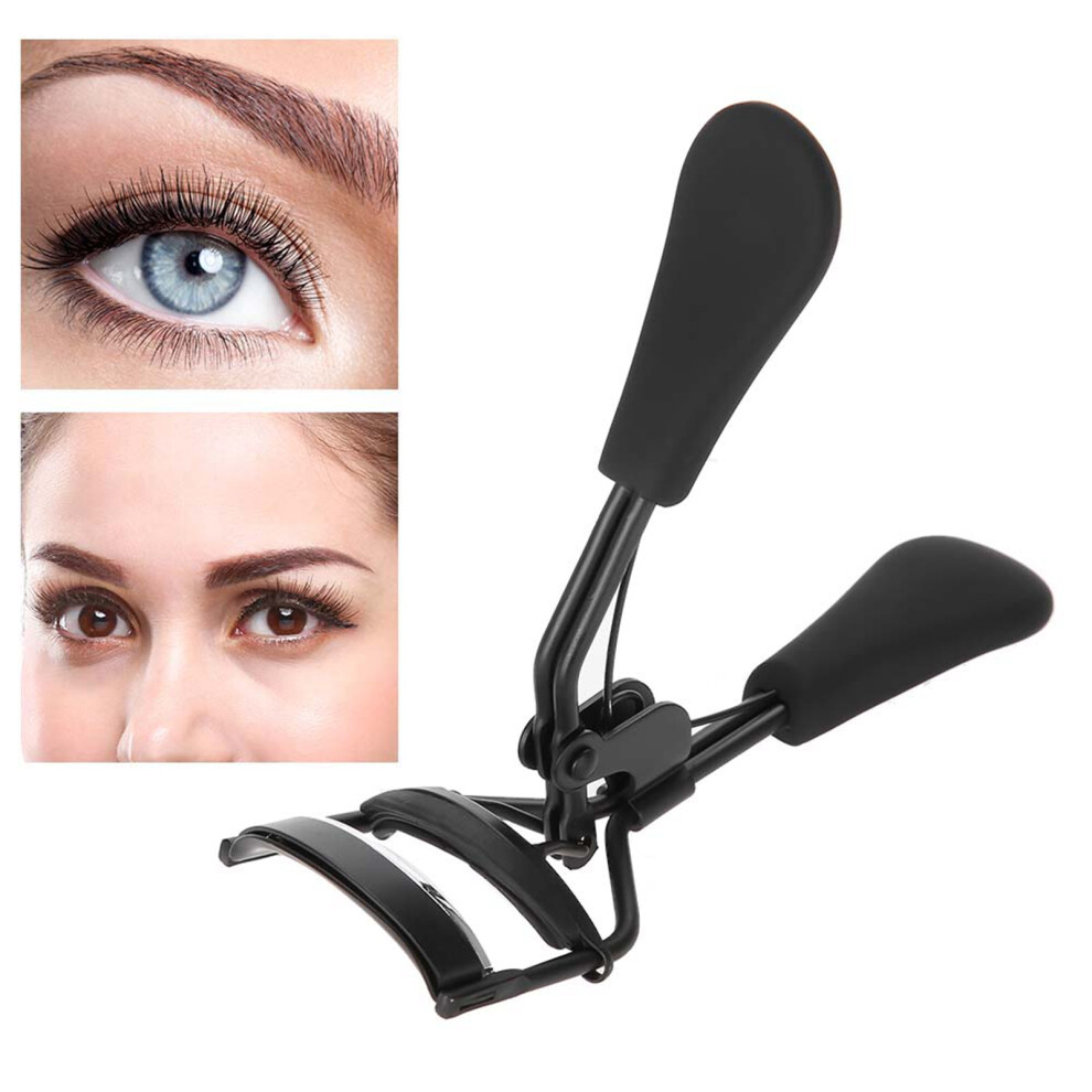 Black Ergonomic Stainless Lash Curler - Long-Lasting Curl No Pain No Pinch