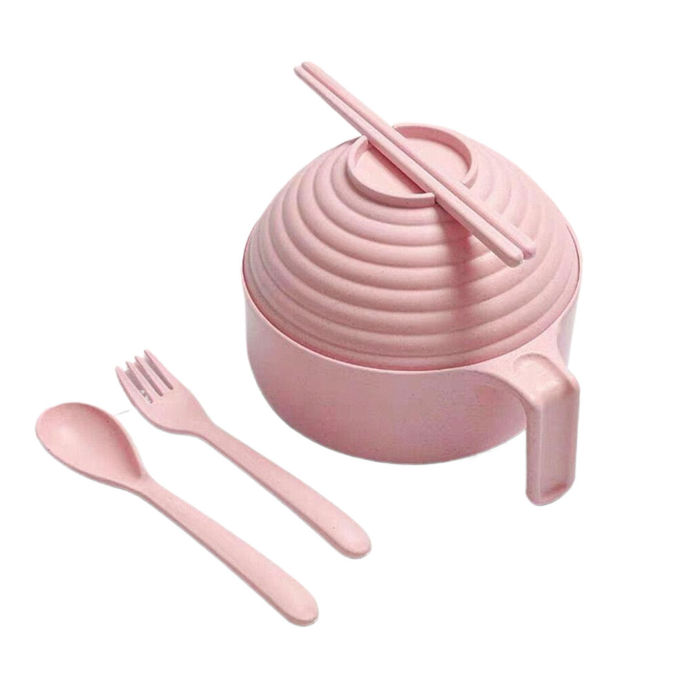 (Pink) Lightweight Microwave Ramen Bowl Set For On Go Dining Spoon Instant-image-OPC-PJMKCM8-NEW