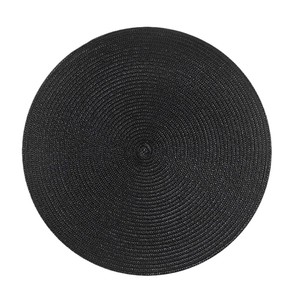 (A, 38cm) 6pcs Dark Green Placemats Round Woven Place Mats Heat Resistant Round-image-OPC-PJMKDHK-NEW