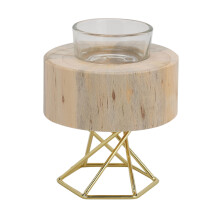Holzkerzenständer Dekorative Display-Auffangständer Set mit Metallhalterung und Becher