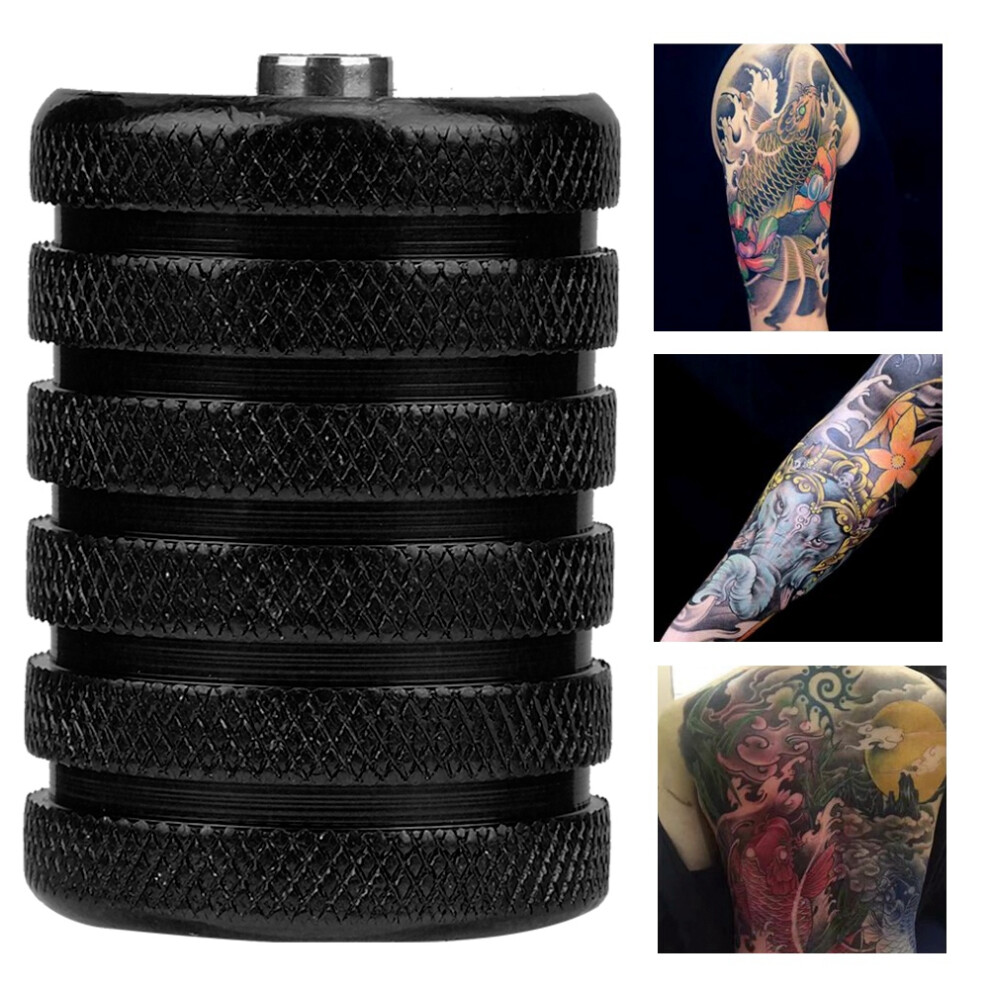 35mm Black Aluminium Tattoo Grip Tube with Knurled Anti-Skid Design