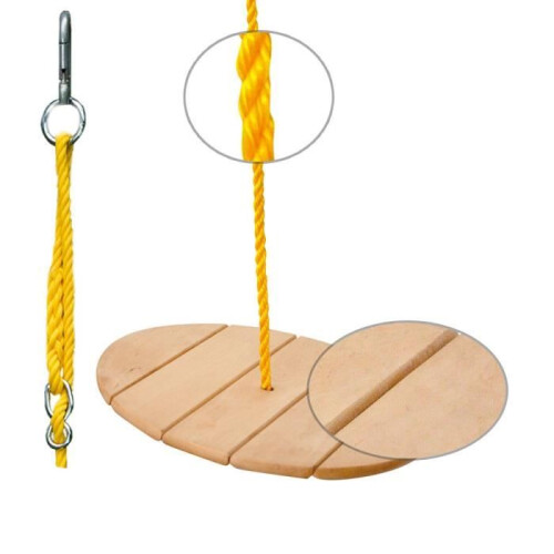 HOP Columpio de madera disco redondo con cuerda de mono 1