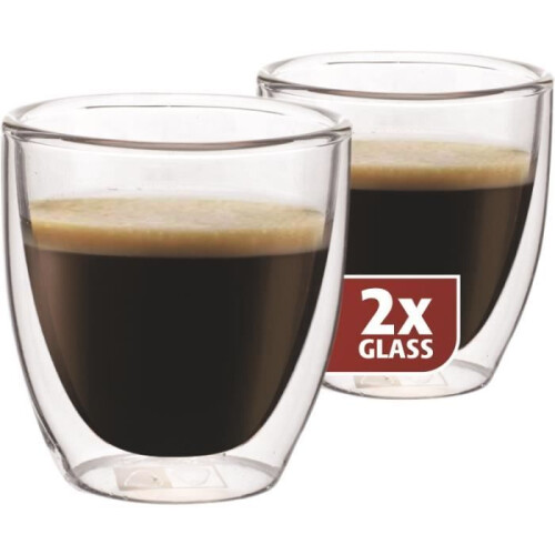 Maxxo espresso double paroi 6,5 cm verre 2 pièces