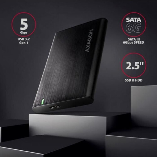 Caixa de disco rígido - AXAGON - EE25-A6M - USB 3.0 - SATA 6G - 2.5 polegadas - Preto 1