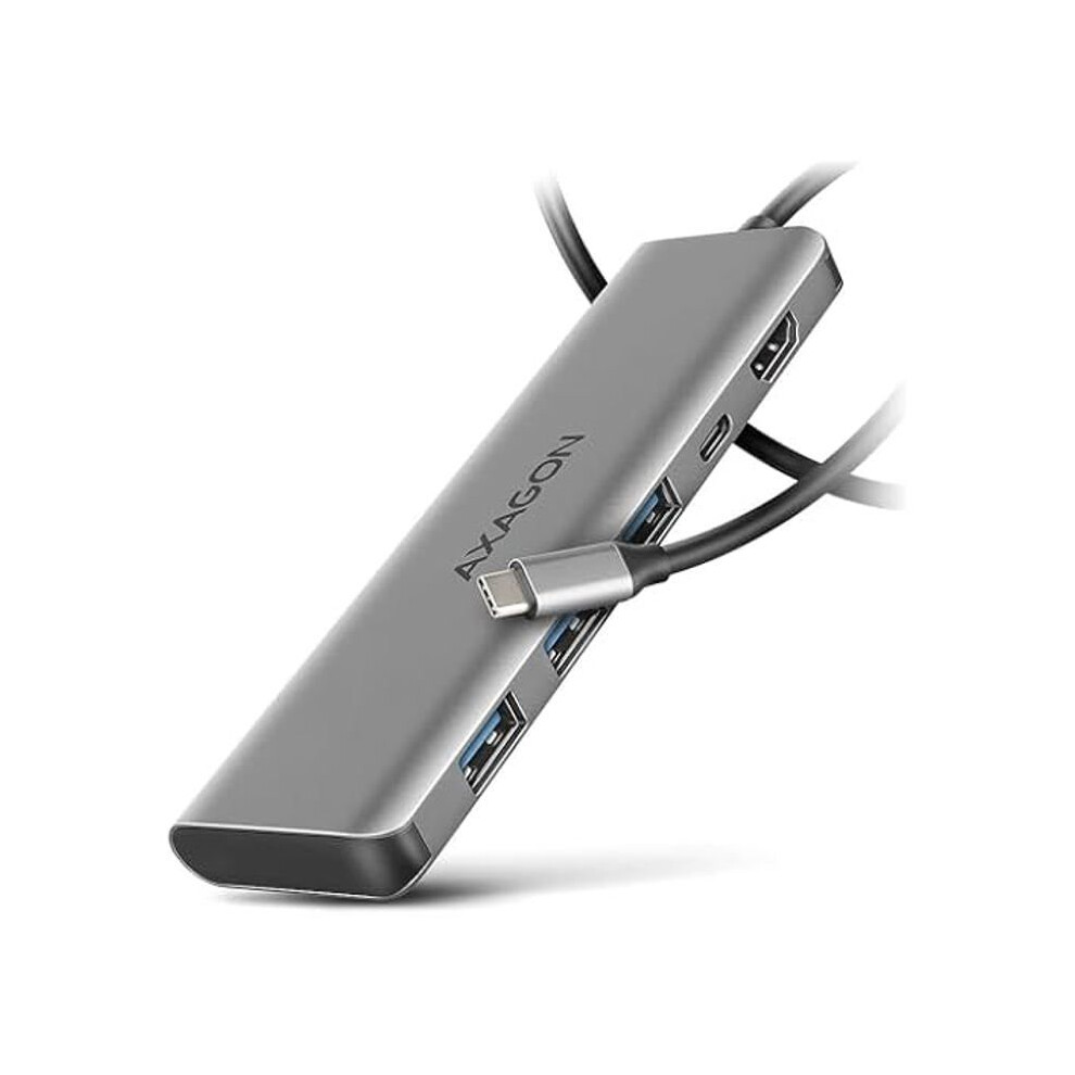 Axagon HMC-5H Wieloportowy hub USB-C 3.2 Gen 1, 3x USB-A, 4K HDMI, PD 100W, 100cm USB-C kabel (USB-C, 5 Ports), Dockingstation + USB Hub, Silber, Grau - Bild 4