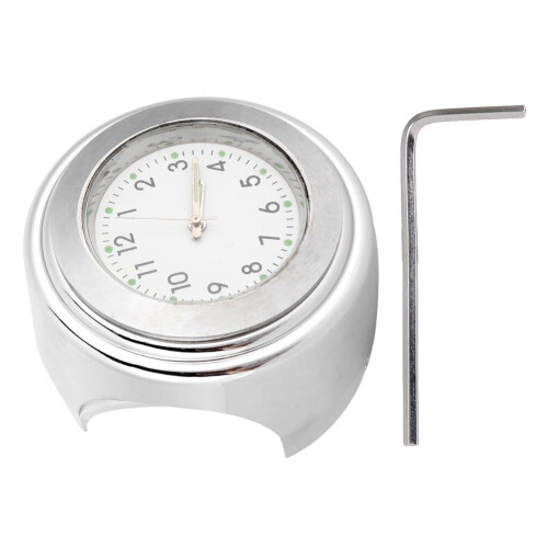 White Dial Motorcycle Handlebar Clock 22-25mm Universal Metal Mount Watch 1