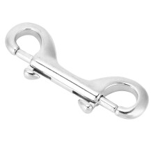 Double Carabiner Hook 77 mm, Double Sided Bolt Snap, Solid 316 Stainless Steel, Marine Quality Clasp for Diving Use