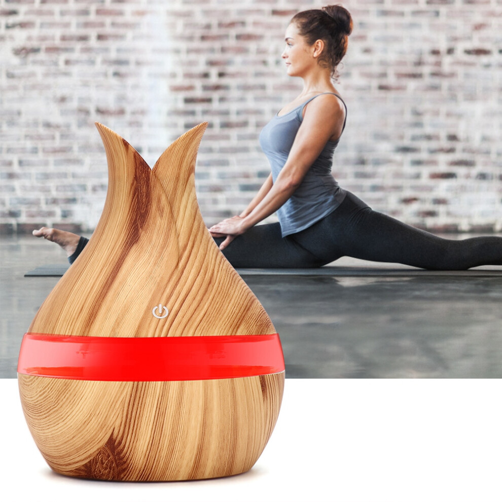 300ml 7 Color LED Aroma Diffuser Night Light Humidifier with Wooden Grain