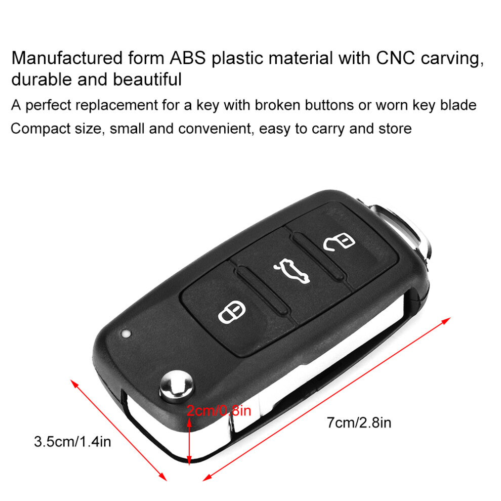 3Button Mk6 Car Remote Flip Key Fob Case Protective Cover, Abs, 7X3.5x2cm 4321341375562