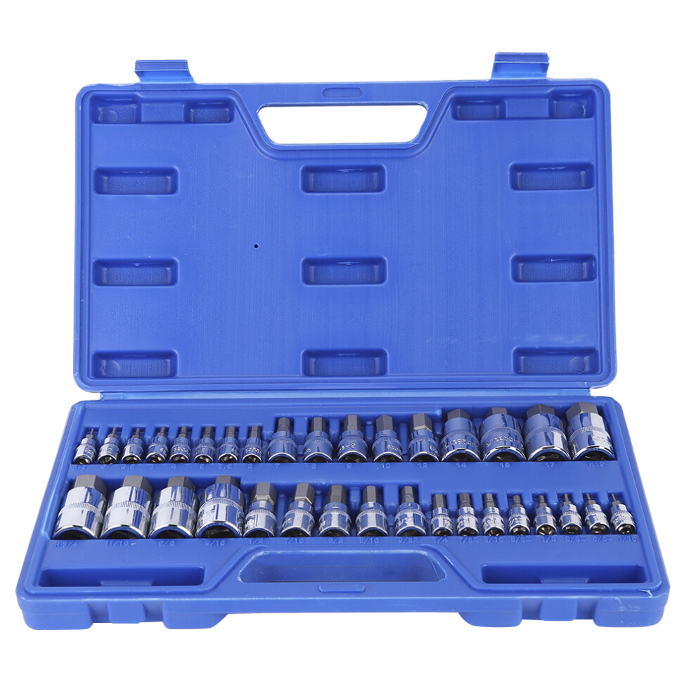 34Pcs Impact Inner Hex Bit Socket Set 1/2In 1/4In 9121376693373