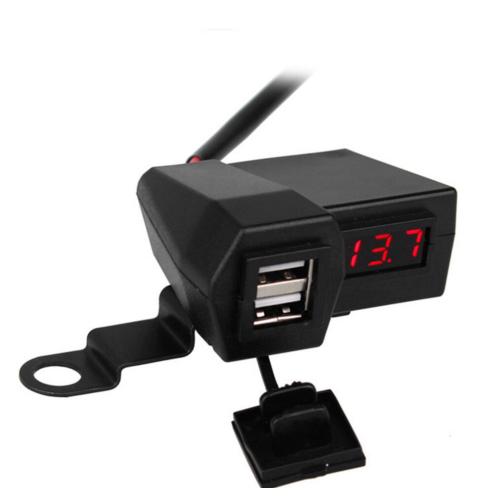 4-In-1 Led Voltmeter Dual Usb Charger For Motorcycle With Power Switch 7891341377431