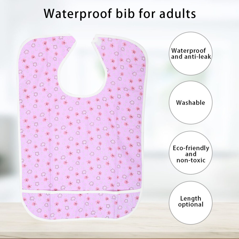 Pink Waterproof Saliva Towel Apron For Adults, Flower, 4565Cm