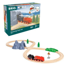 Circuito de Locomotiva a Bateria a Vapor - BRIO World - 36017 - Circuito de Madeira - Vermelho