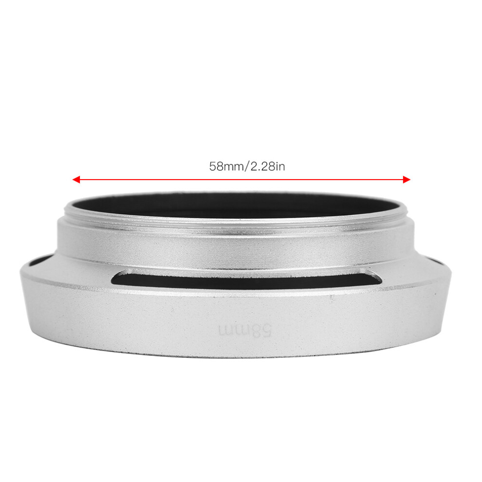 Universal Aluminium Alloy 58Mm Hollow Camera Lens Hood Shade Silver 8481341381164