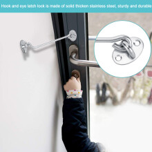 3PCS Stainless Steel 10in Cabin Privacy Hook Eye Latch Lock for Windows