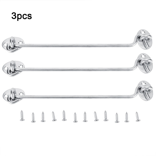 3PCS Stainless Steel 10in Cabin Privacy Hook Eye Latch Lock for Windows 1