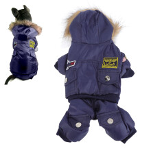 Hundekapuzenmantel XS blau Baumwoll-Polyester