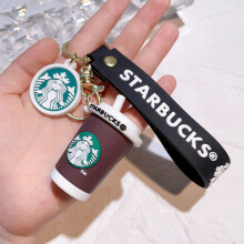 (Brown Keychain)Porte-clés ludique ours 3D Starbucks silicone cadeau d'anniversaire pour amis