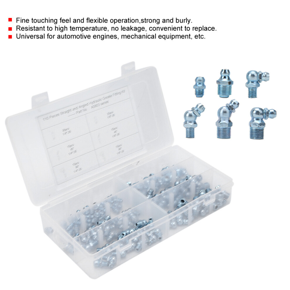 110Pcs 45 1/8In-28 Grease Nipple Fittings For Machinery, Blue 9351341384221
