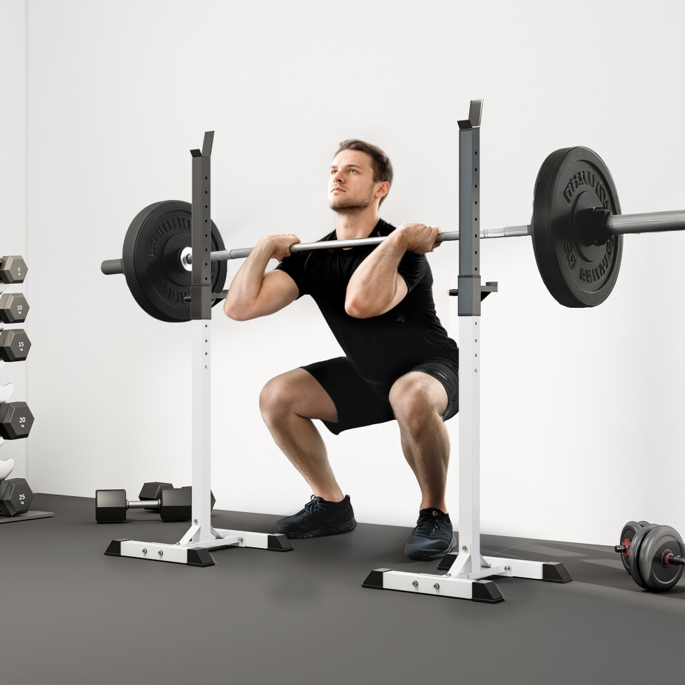 Homcom Power Rack Weight Stand Bar Barbell Squat Stand Spotter For Home Workout
