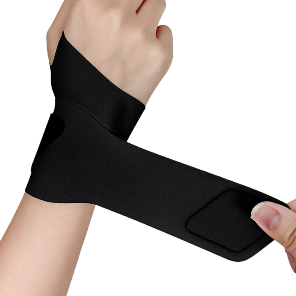 Black Wrist Support For Sports And Tennis - Adjustable Compression Brace - Breathable Material - Injury Prevention