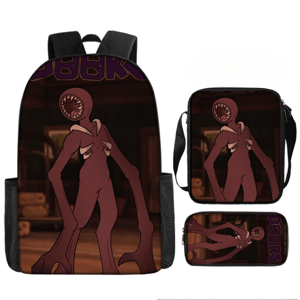 (4)Bolso Escolar Ligero Con Estampado De Personajes Roblox Doors Para NiñOs Primaria-image