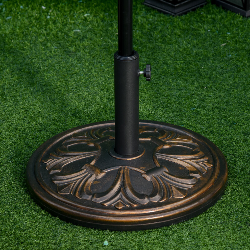 Outsunny 13Kg Round Parasol Base Heavy Duty Cement Stand Umbrella Holder Bronze