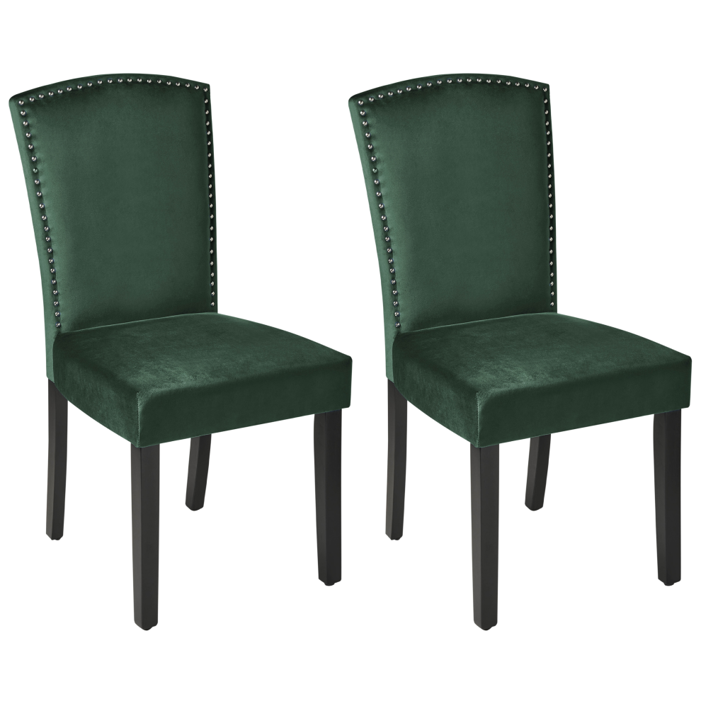 Set of 2 Dining Chairs PISECO Velvet Dark Green