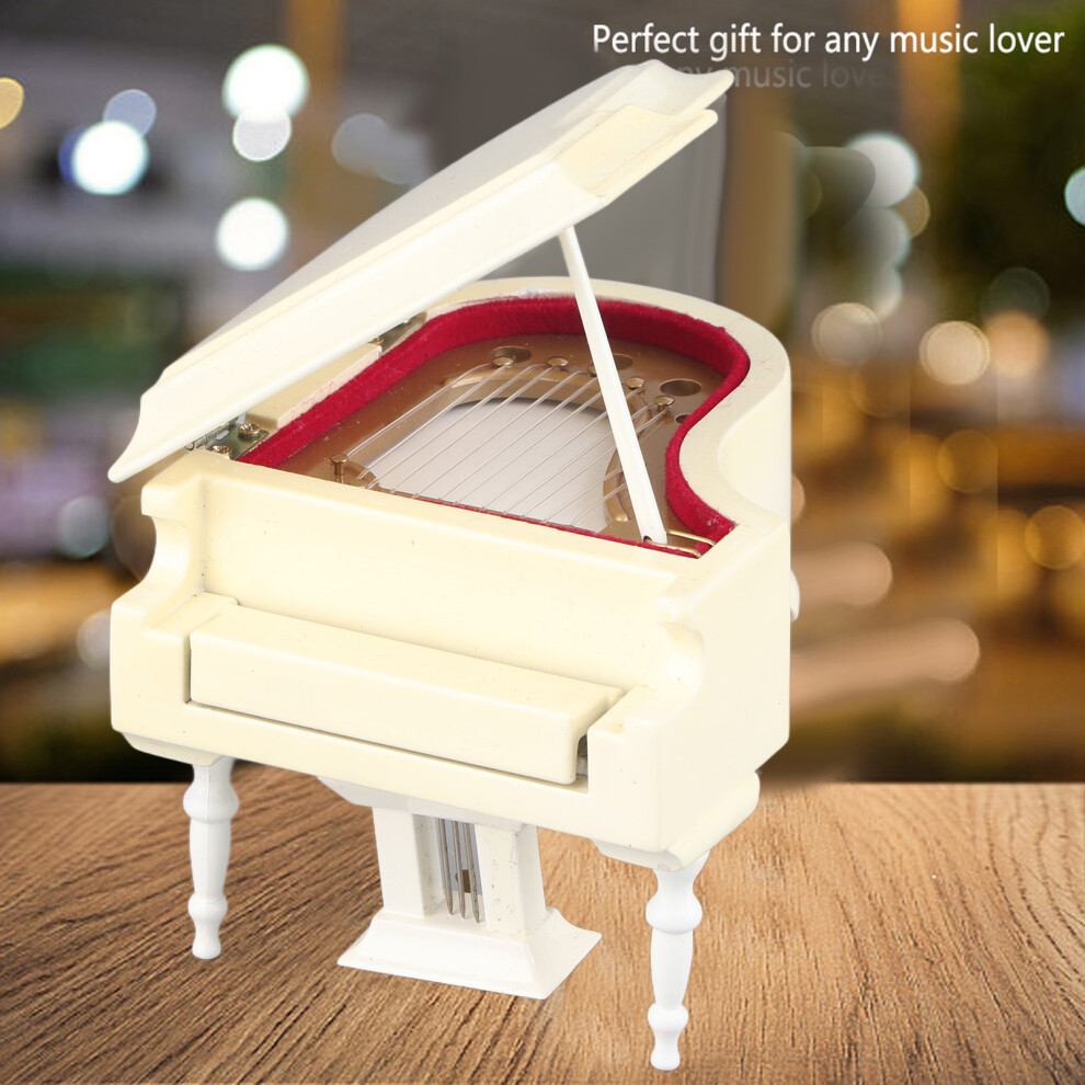 Exquisite White Wooden Miniature Piano Replica with Bench & Case