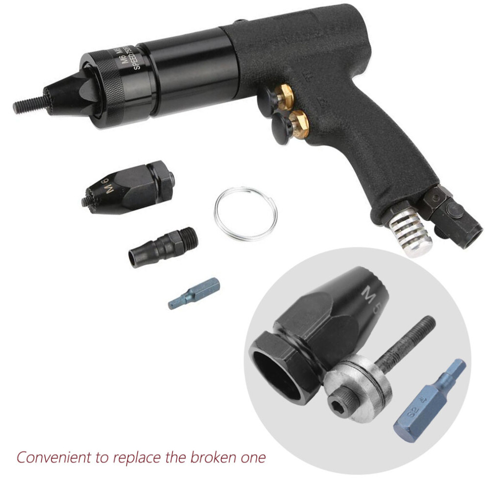 Pneumatic Air Rivet Nut Gun Head Kit (M5 Hex Straight, 4 Sizes) 7901341402344