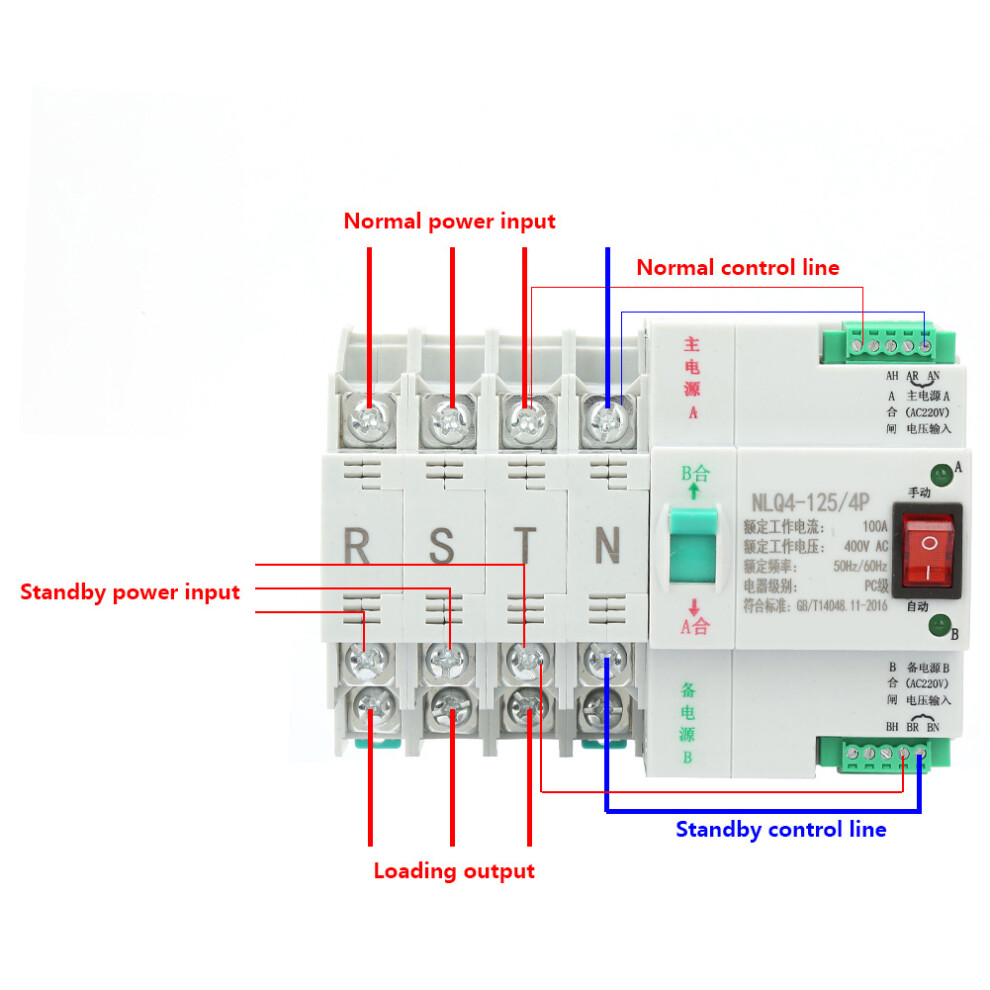 Ac 400V 4P 63/80/100A Dual Power Auto Transfer Switch, Safe & Reliable 5011341402663