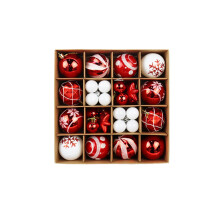 42 Pieces 6 cm Red and White Plastic Christmas Tree Baubles for Holiday Home Decoration and Tree Ornamentation