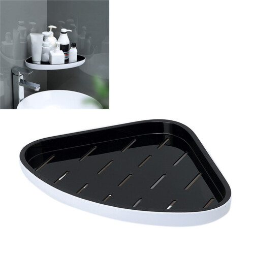 Triangle Waterproof Plastic Corner Rack for Bathroom, Black