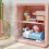 Doll House Cabinet Display Box 2 Layer Pink ABS 130g Storage 3