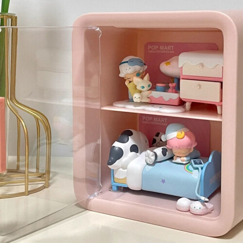 Doll House Cabinet Display Box 2 Layer Pink ABS 130g Storage 2