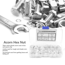 70pcs Nylon Acorn Nuts Kit M3-M10 White Dome Head Cap Hex Fasteners