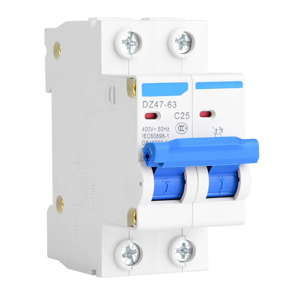Dz47-63 2P Mini Circuit Breaker 25A 400Vac Leakage Protection 7891341405851