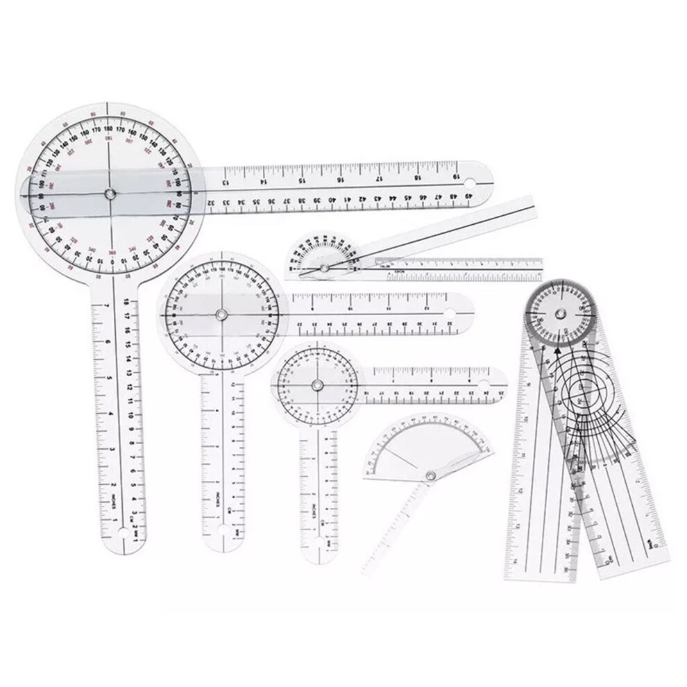 6PCS Medical Goniometer Set PVC Transparent Clear