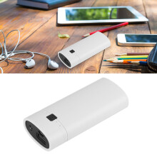 Blanco, carcasa de batería externa con 2 puertos USB, LCD y LED, 10x4.5x2.5 cm