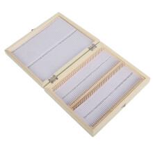 Set of 100 Biology Glass Microscope Slides with Wooden Case for Lab Use