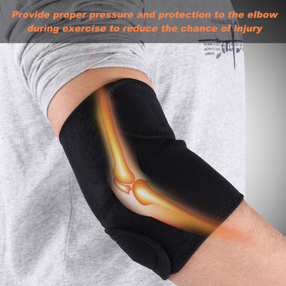 Black Adjustable Sports Elbow Support Brace For Tennis Basketball & More