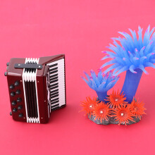 6CM Mini Red Wooden Accordion Model with Gift Box - Decorative Musical Instrument