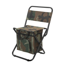 Fishing Chair with Oxford Fabric Cooler Bag, Lightweight Portable Foldable Stool for Camping, Beach, Outdoor Sports, Military Green